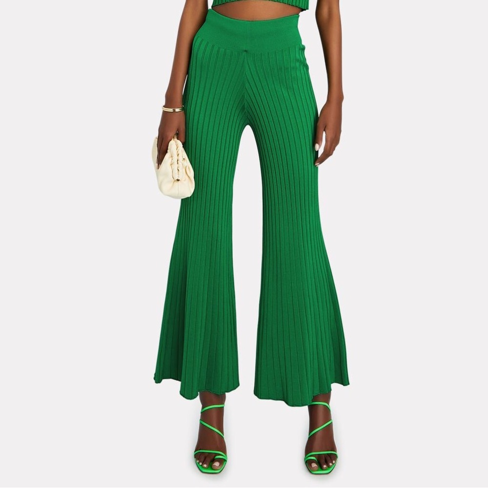 ALC | Astrid Rib Knit Flared Pants | Size Petite | Green
